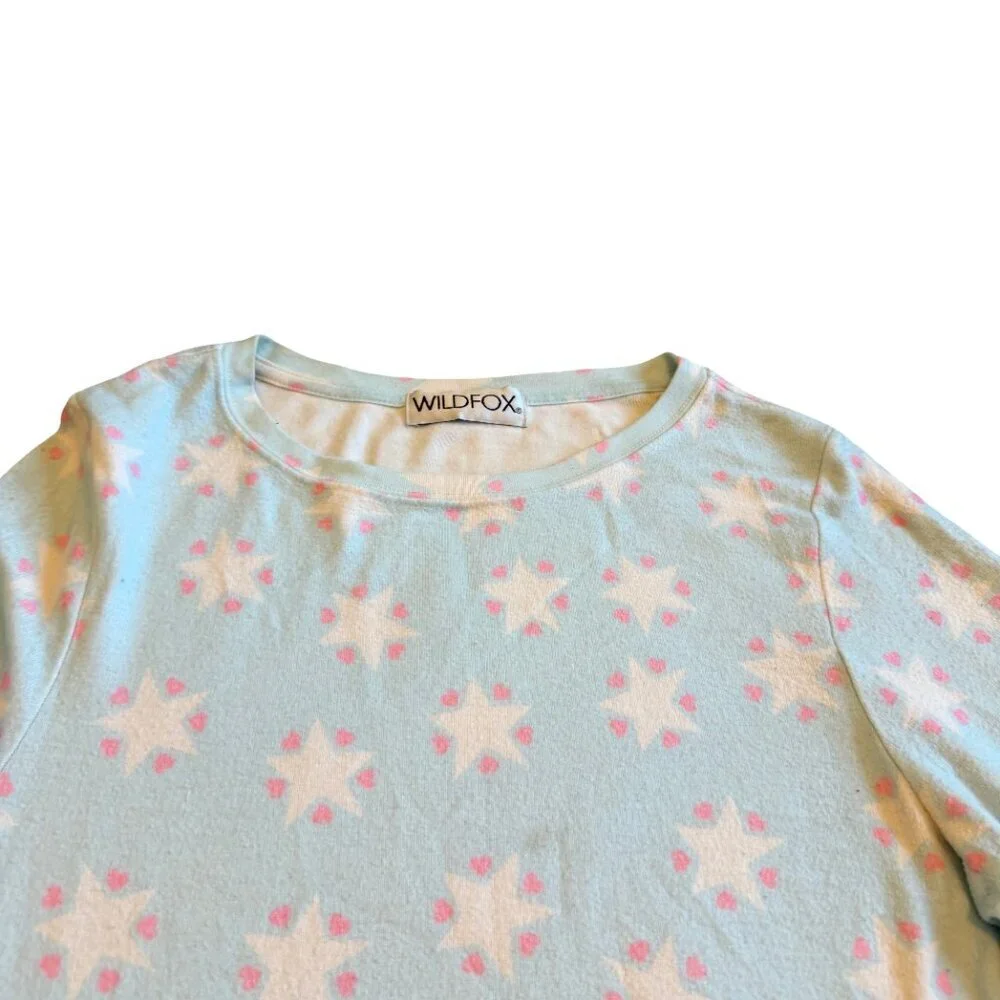 Wildfox Star Print Pullover Sweater Stretchy Pastel Comfy Cozy Size Small Womens